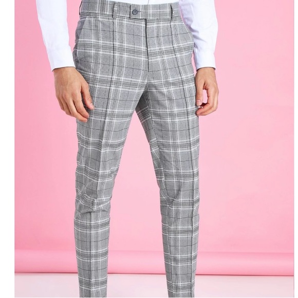 Boohoo Pants Boohoo Man Skinny Fit Prince Of Wales Trousers Poshmark